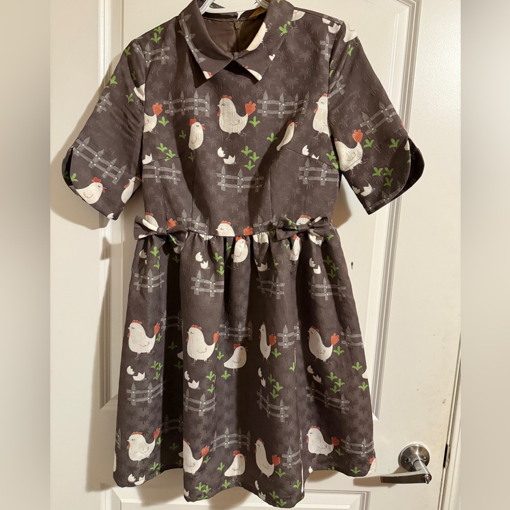 ELF SACK Grey/silver heavy satin Chicken Midi Dress